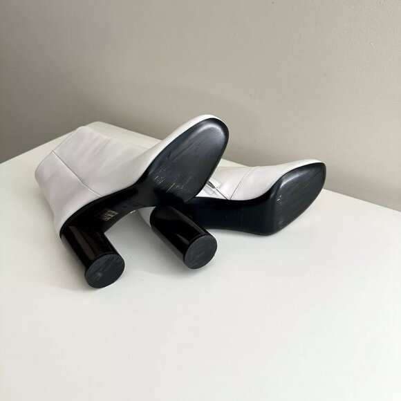ACNE STUDIOS White Leather Cutout Heel Ankle Boots Size 38 - Picture 7 of 10
